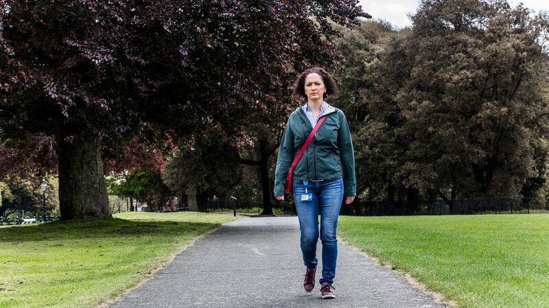 Sarah Doody walking in the Phoenix Park. Photograph: James Forde