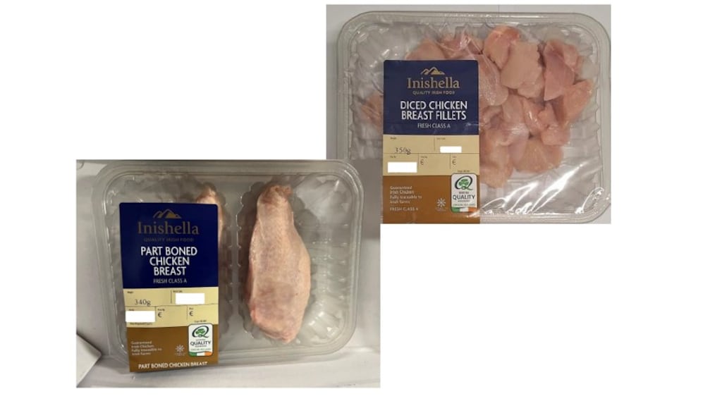 The FSAI has recalled various chicken products due to the presence of salmonella. Photograph: FSAI