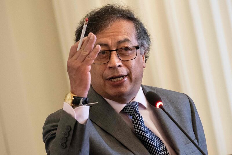 Colombia’s first leftist president, Gustavo Petro, took office eight months ago promising to deliver “total peace” after six decades of armed conflict. But large areas of the  country are still dominated by armed guerrillas and drug traffickers. Photograph: Brendan Smialowski/AFP via Getty Images
