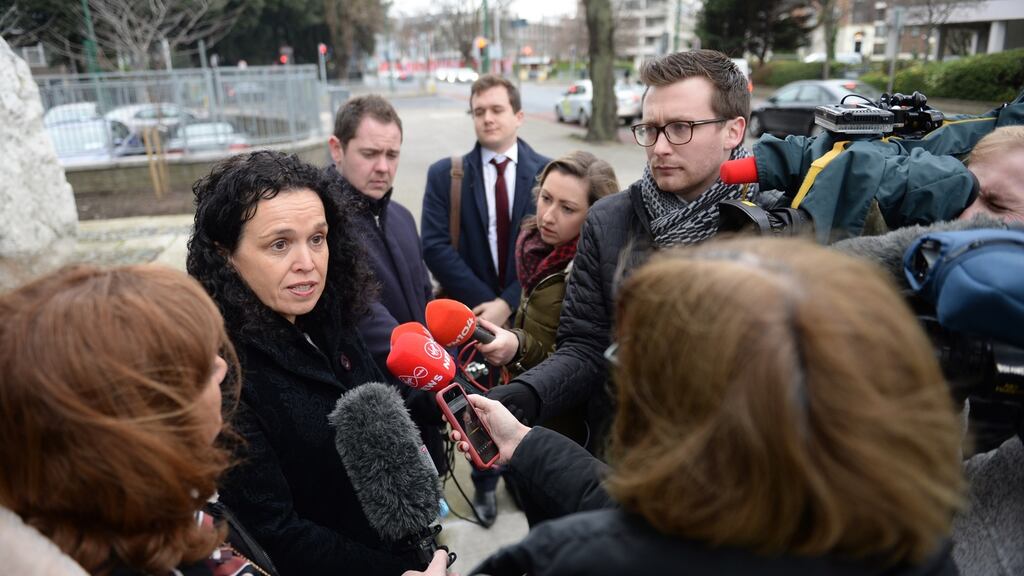 Irish Nurses and Midwives Organisation general secretary Phil Ní Sheaghdha, with INMO president Martina Harkin-Kelly at the talks at the Workplace Relations Commission, Ballsbridge, Dublin, on Wednesday. Photograph: Dara Mac Dónaill/The Irish Times