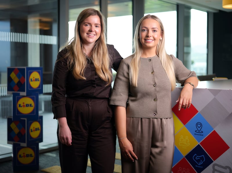 Ornaith Mahon and Emma Ryan agree hard work and good mentors are essential ingredients of career growth at Lidl. Ornaith says: ‘Ambition will get you in the door but a strong work ethic will earn you the respect of your team’ 