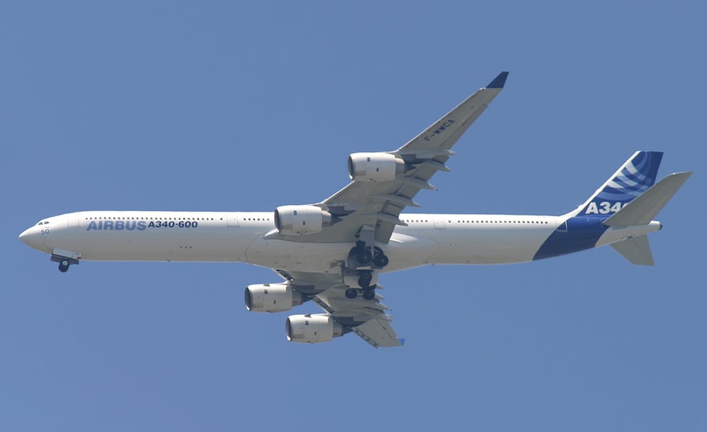 The Airbus A340-600 has developed a devout fan base, drawn to its abnormally long fuselage. Photograph: Andrew Wheeler/Bloomberg via Getty Images