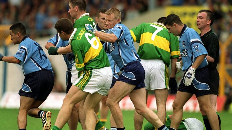 A fight breaks out during the All-Ireland quarter-final replay between Dublin and in Semple Stadium, Thurles on August 8th, 2001. Photograph: Lorraine O’Sullivan/Inpho