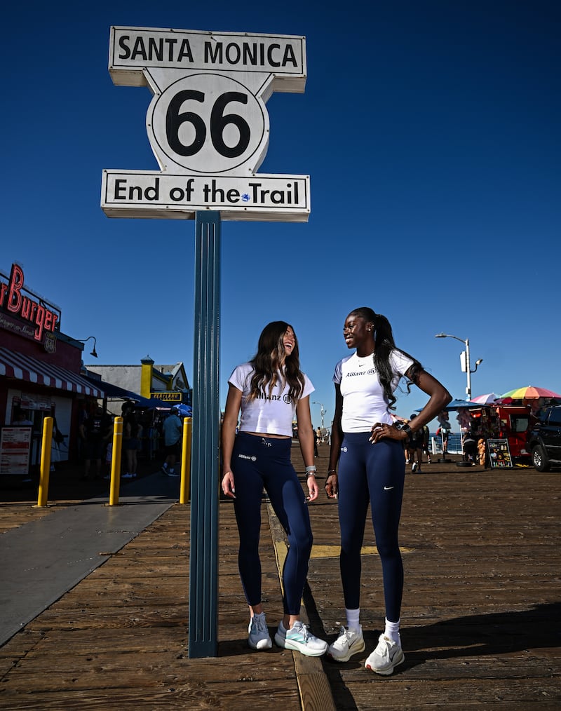 Rhasidat Adeleke and Kate O'Connor hope they are on a route to Olympic success in Los Angeles in 2028. Photograph: David Fitzgerald/Sportsfile
