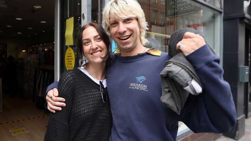 American flavour: Kate Weimer and Jeremy McLennan from New York outside the Enable Charity Shop on South Great George’s Street. Photograph Nick Bradshaw/The Irish Times