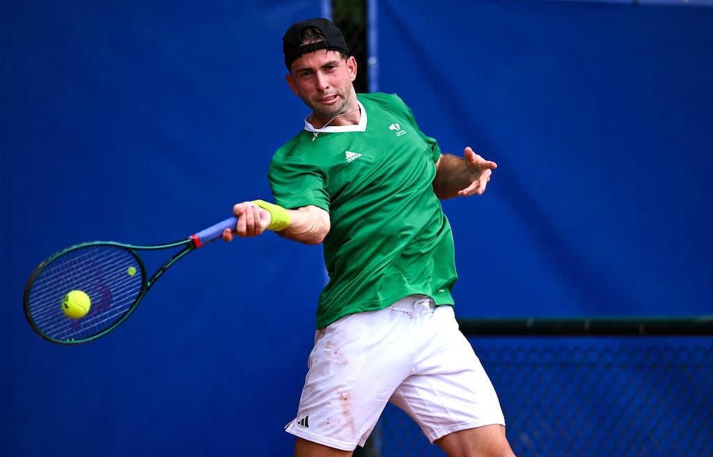 Connor Gannon was beaten by Grigor Dimitrov on straight sets in their Round of 16 match on Wednesday. Photograph: Shauna Clinton/Sportsfile