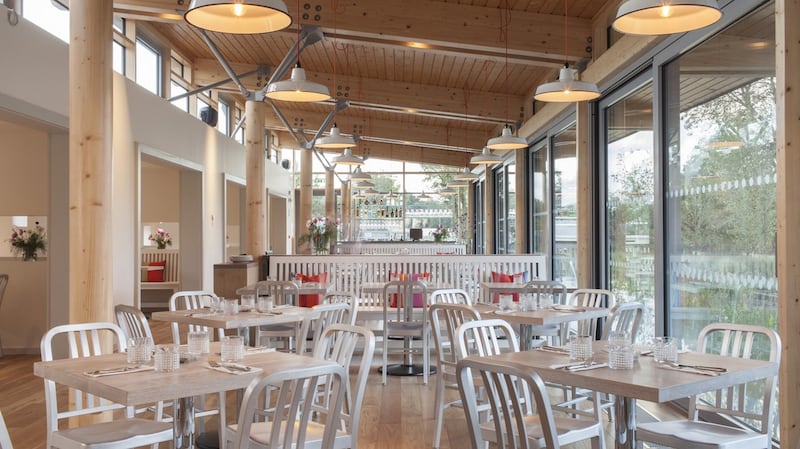 The garden views are a pleasing feature of Overends Kitchen at the Airfield urban farm in Dublin 14.