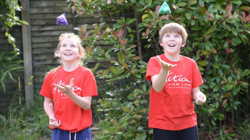 Katie and Frankie O’Sullivan get moving. Photograph: Dara Mac Dónaill