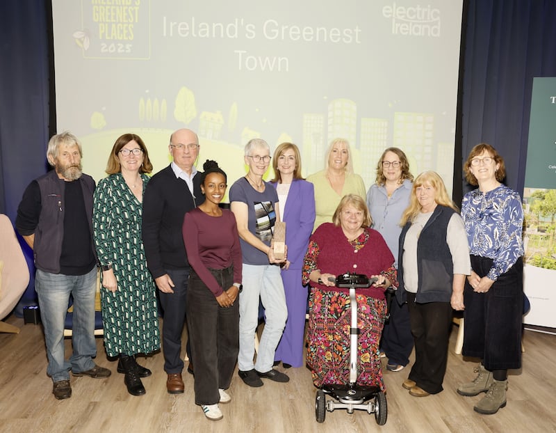 A group from Skerries, awarded Ireland's Greenest Town, pictured with one of the judges, Mary Minihan (centre).