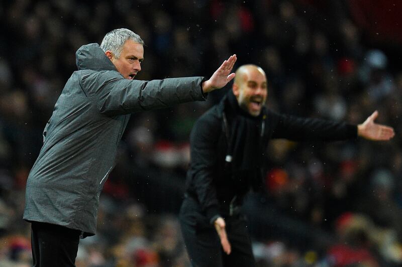 José Mourinho could not halt Pep Guardiola's Manchester City during his time at Manchester United. Photograph: Oli Scarff/AFP via Getty Images