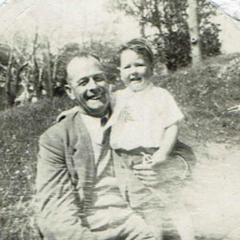 Stalag XXA: Tom Grath with his father, who escaped from the German prisoner-of-war camp in 1942. Photograph courtesy family collection