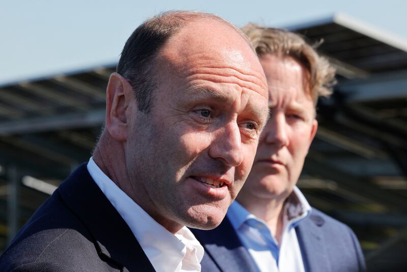 Kenny Jacobs (left) and Darragh O’Brien in April 2025.  Photograph: Alan Betson 

