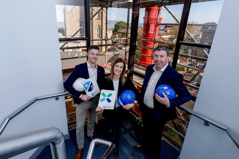 Chris Lauder, founder of the Dublin Academy of Education (left) with Dawn McCarron and Padraig Hourigan at the new location for the grind school. Photograph: Maxwells