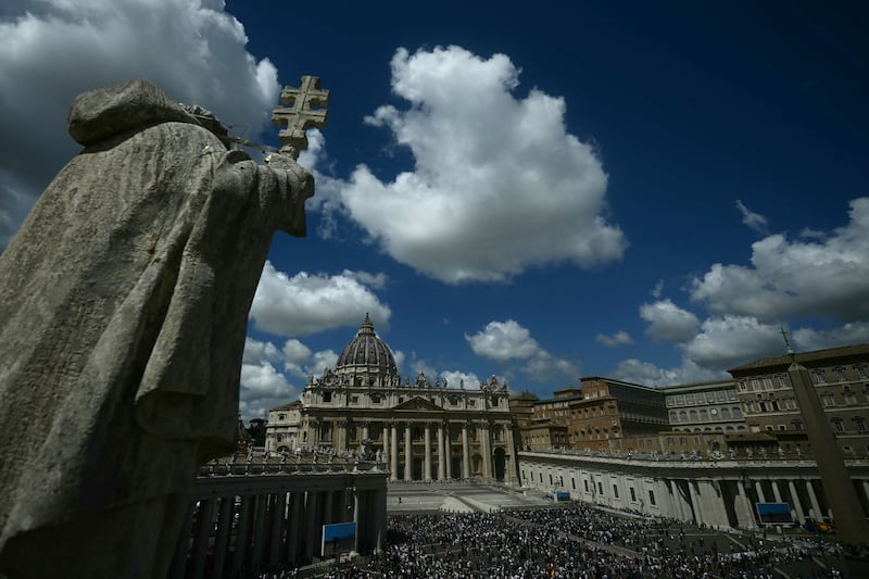 Crowds in St Peter's Square await news from the conclave. Photograph: Filippo Monteforte
/AFP via Getty Images