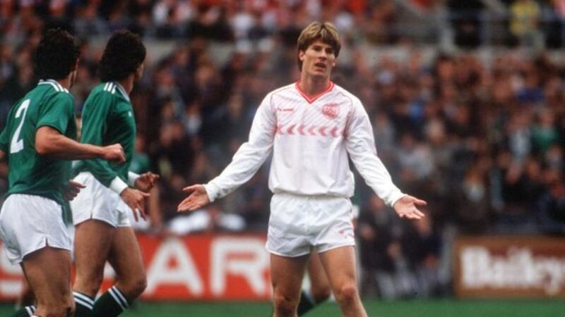 Michael Laudrup was on target as Denmark beat Ireland 4-1 in 1985. Photograph: Billy Stickland/Inpho