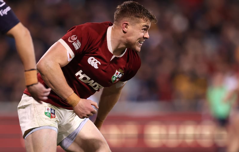 Garry Ringrose after scoring the Lions' fourth try against the Brumbies. Photograph: David Rogers/Getty Images