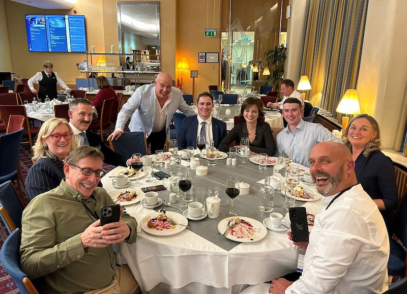 Paul Treyvaud (centre left); Nick Delahanty (centre); Maria Steen (centre right); Ryan Casey, boyfriend of murdered Ashling Murphy; Elaine Mulally; Ivor Cummins; Aidan Joyce; Senator Sharon Keogan; and Maria Steen's husband Neil. Photograph: X.