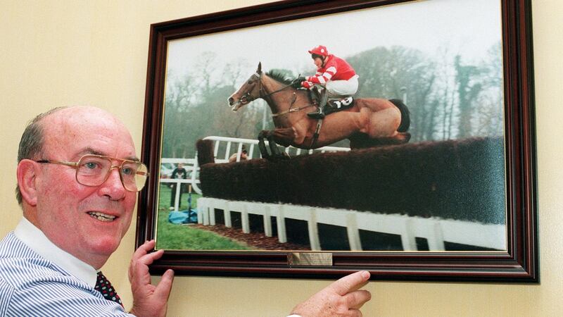 Archie O’Leary, in his office in Cork city, with a picture of his horse, Florida Pearl. Picture Paddy Whelan
