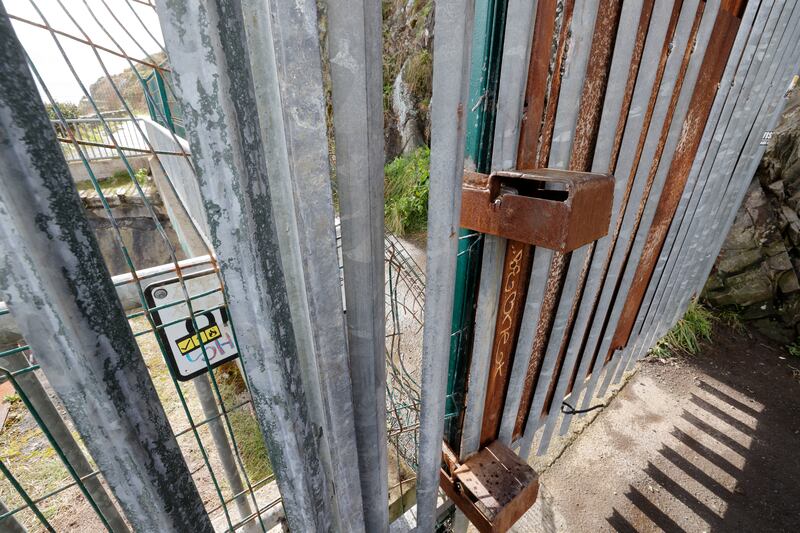 A barricade at the Bray end of the Bray to Greystones cliff walk. Photograph: Alan Betson
