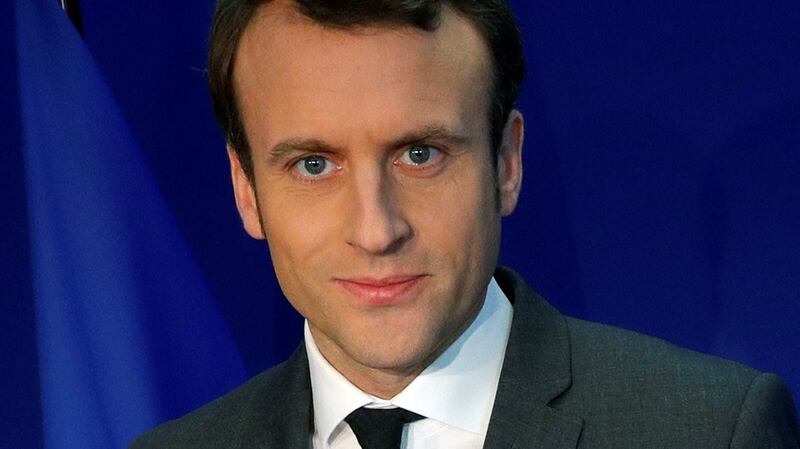 Former French minister Emmanuel Macron, head of the political movement En Marche !, or Forward !. Photograph:  Philippe Wojazer/Reuters