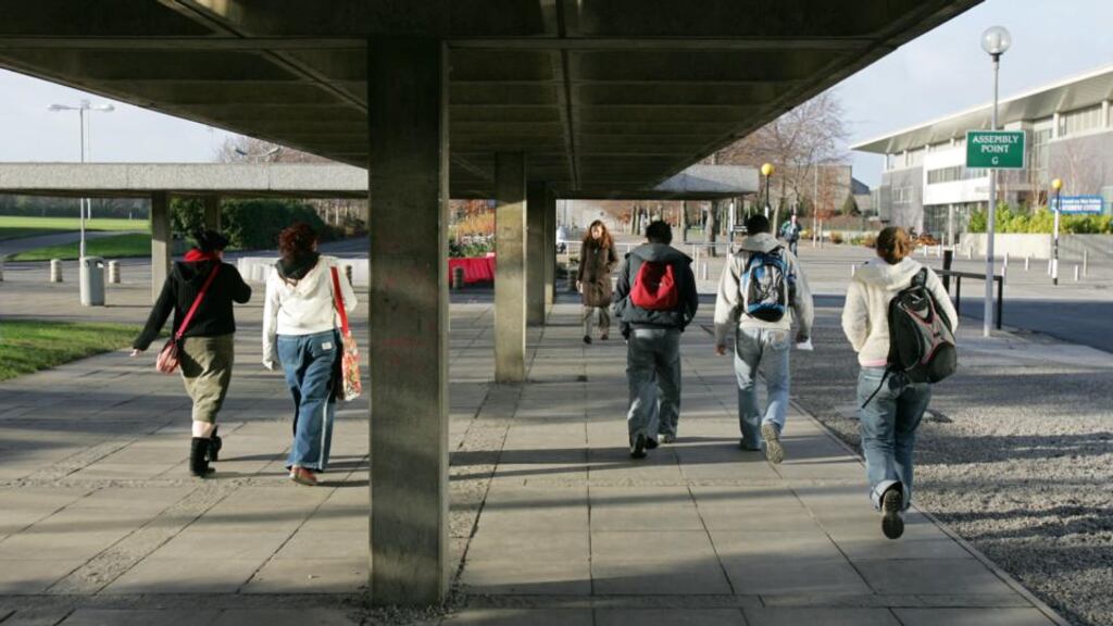 Students on the UCD campus in Belfield. The college has apologised to students after issues emerged with a system used to process applications for on campus accommodation. Photograph: Frank Miller/The Irish Times.
