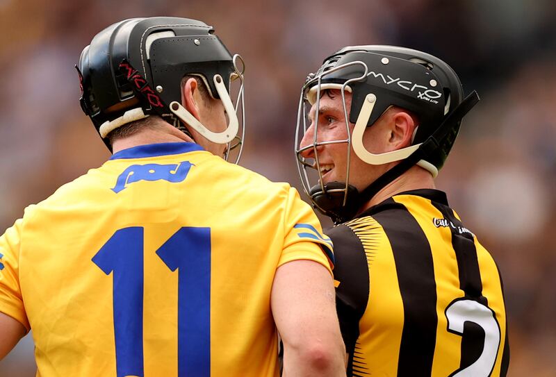 Clare’s Tony Kelly and Mikey Butler of Kilkenny picked up his first award this year on the back of some brilliant man-marking displays - Tony Kelly of Clare picked up his third consecutive gong, and fourth in total. Photograph: James Crombie/Inpho