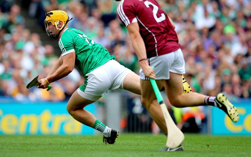 Tom Morrissey scores a goal for Limerick during their victory against Galway in the 2018 All-Ireland SHC final at Croke Park. Photograph: Ryan Byrne/Inpho