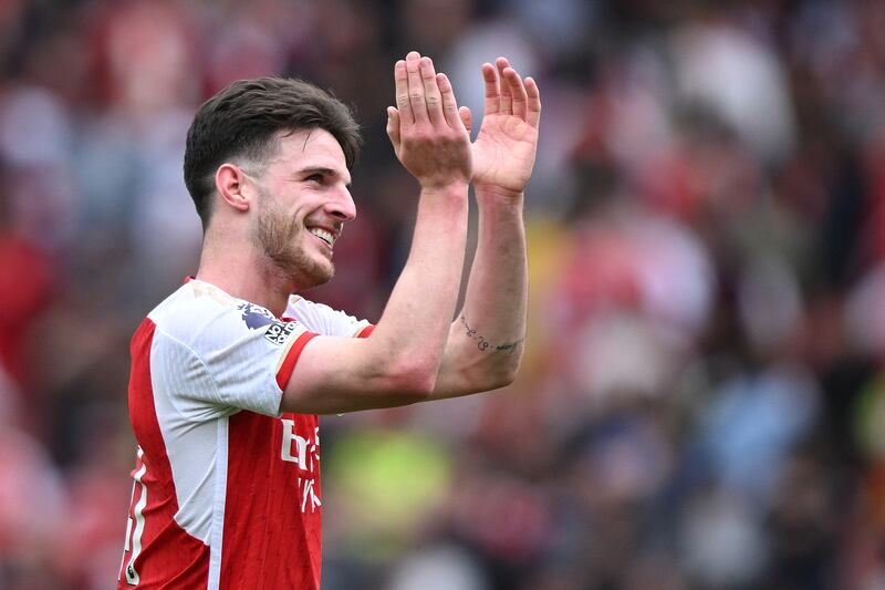 Arsenal's Declan Rice. Photograph: Justin Tallis/AFP via Getty