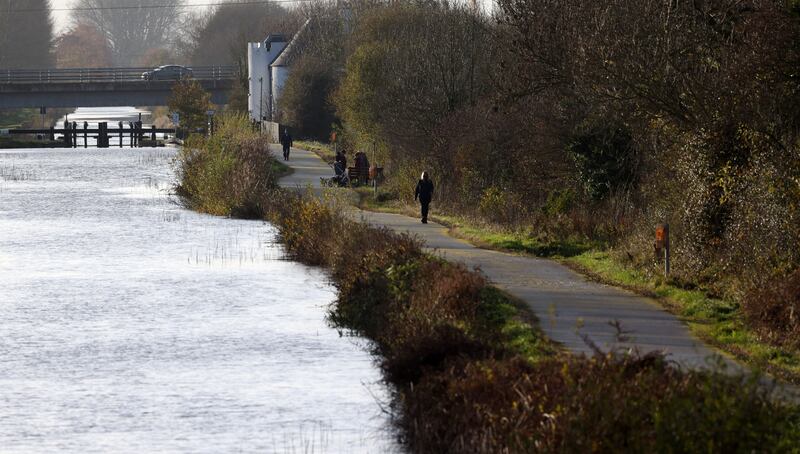 The stretch of the Grand Canal in Tullamore where Ashling Murphy was murdered. Photograph: Laura Hutton