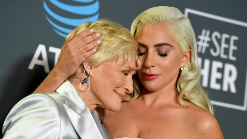 Critics’ Choice Awards: Glenn Close, left, and Lady Gaga, joint winners  for the best actress award. Photograph: Jordan Strauss/AP