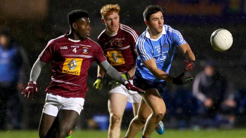 Westmeath’s Boidu Sayeh and Ronan Wallace tackle Dublin’s Colm Basquel of Dublin during last year’s U-21  Leinster football qaurter-final in Mullingar. Photograph: James Crombie/Inpho