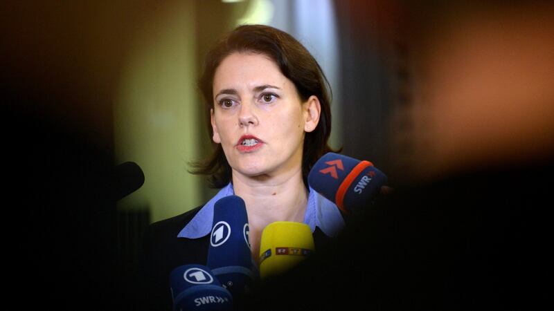 German federal prosecutor’s office spokeswoman Frauke Koehler delivers a statement on the truck attack in Karlsruhe, Germany. Photograph: Franziska Kraufmann/EPA