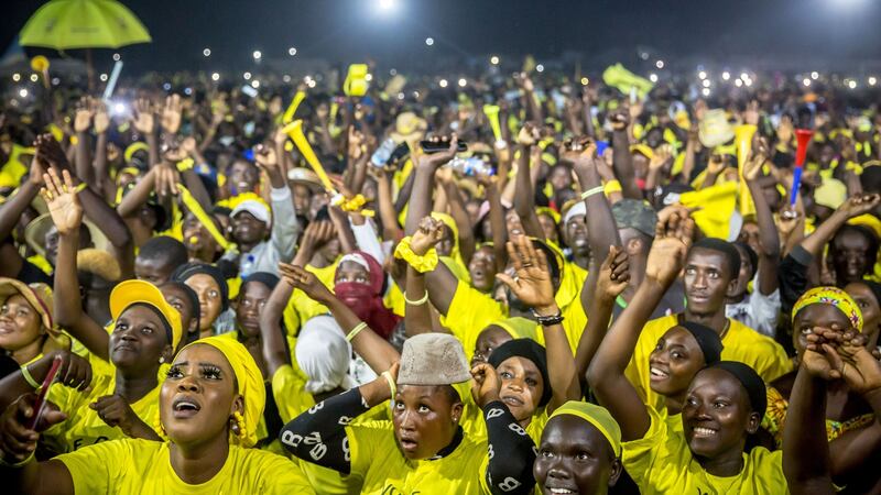 Supporters of the opposition UDP party at a rally on Thursday night, the last day of campaigning. Photograph: Sally Hayden