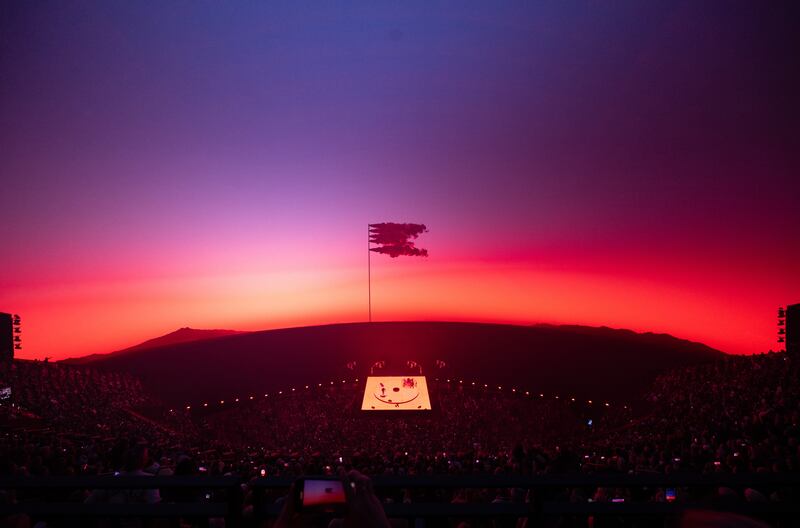 U2:UV Achtung Baby Live at Sphere – one of John Gerrard's backdrops in the auditorium. Photograph: Stufish Entertainment Architects
