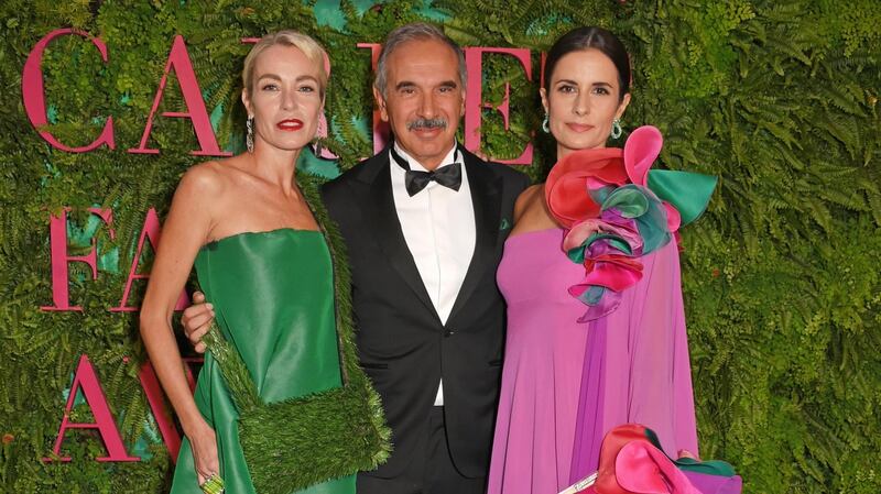 Stefania Rocca, Carlo Capasa, president of the Camera Nazionale della Moda Italiana and Livia Firth attend the Green Carpet Fashion Awards. Photograph: Getty