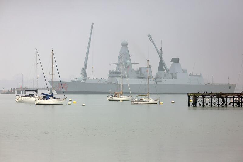Britain is also sending HMS Dragon, an air-defence destroyer warship, to Cyprus. Photograph: Neil Hall/EPA