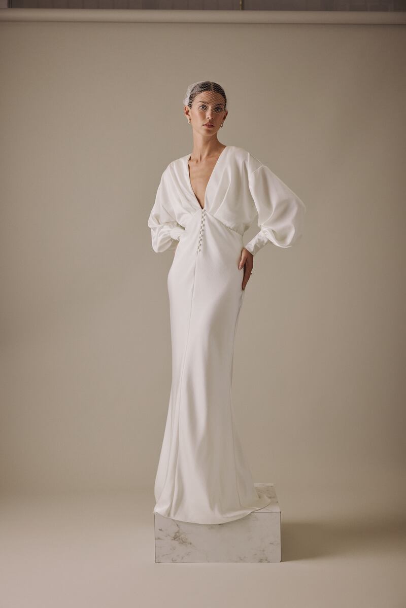 White long sleeve maxi dress, €310, Nobody's Child