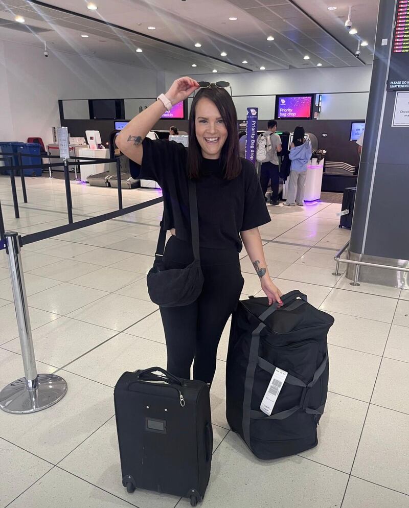 Kate McGuinness departing Melbourne airport last year for Ireland. Photograph: Supplied