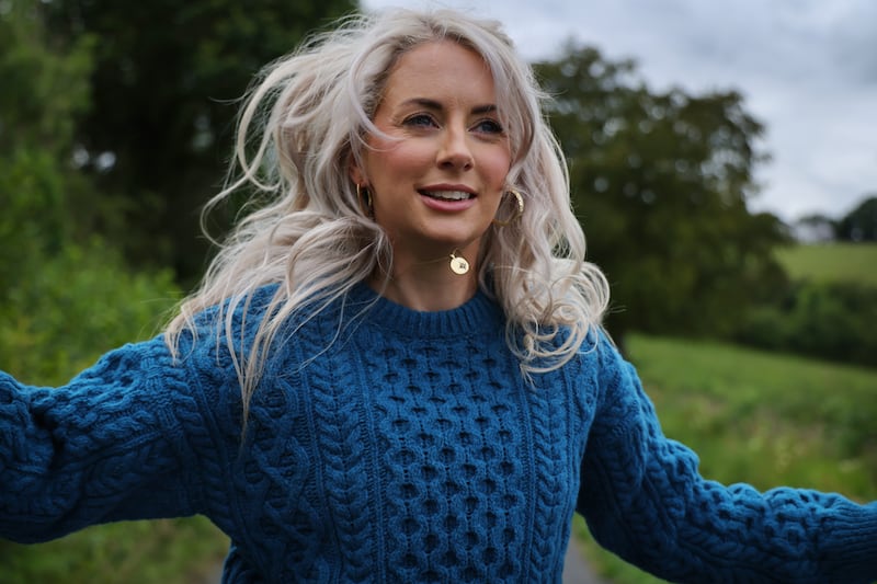 Edwina Guckian demonstrates sean-nós dancing near her home in Drumsna, Co Leitrim. Photograph: Bryan O'Brien