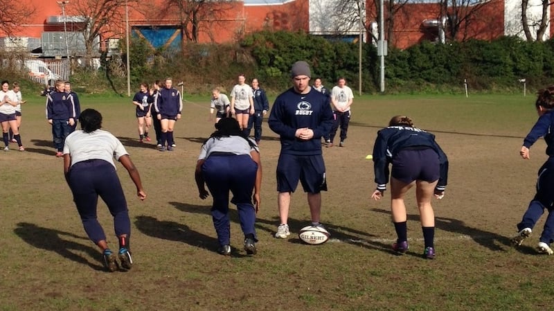 Ian Jones with the Penn State rugby team in 2014.