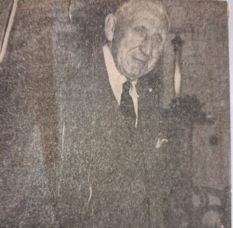 John Ferriter on his retirement from Hayes Hotel in Thurles in 1963.