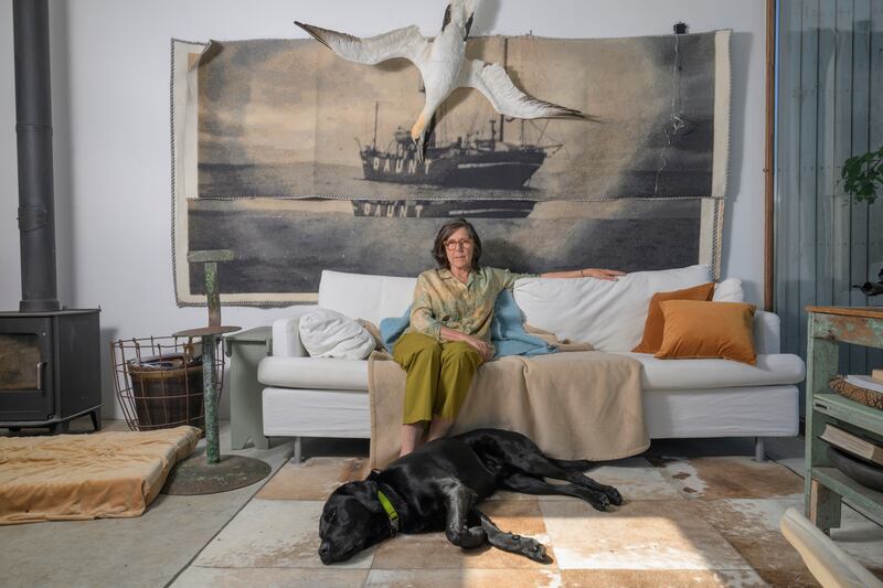 Dorothy Cross pictured with Fergus at her home and studio on the Connemara coast. Photograph: Michael McLaughlin