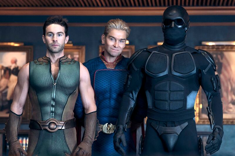 The Boys: Chace Crawford, Antony Starr and Nathan Mitchell in season 5. Photo: Amazon