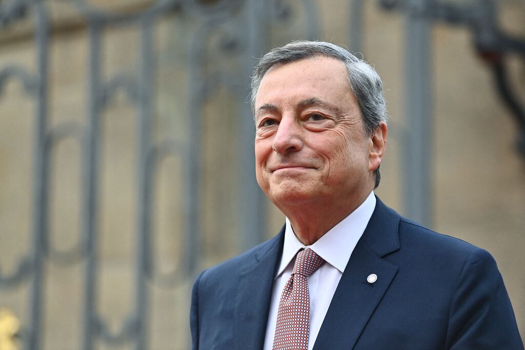 Former Italian prime minister and ECB president Mario Draghi will shortly present a major report to EU leaders on competitiveness and the European economy. (Photo by Michal Cizek / AFP)