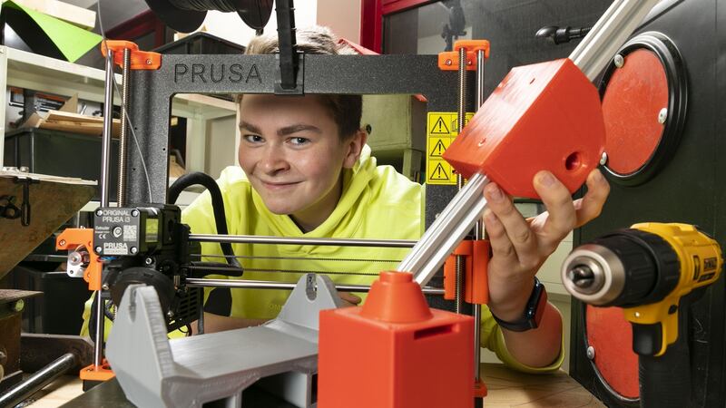 Student Harry O’Connor from Cork Educate Together, who has designed and developed a bipedal robot for use in home-care settings