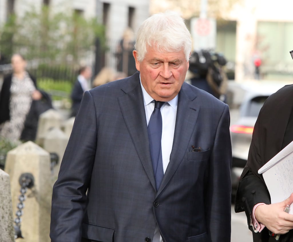 Businessman Denis O'Brien leaving the High Court during the defamation case that was taken against him by Darragh Mackin and Gavin Booth, solicitors with Belfast human rights firm Phoenix Law. Photograph: Collins Courts