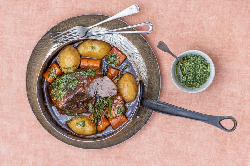 Lamb shoulder with rosemary and garlic. Photograph: Harry Weir