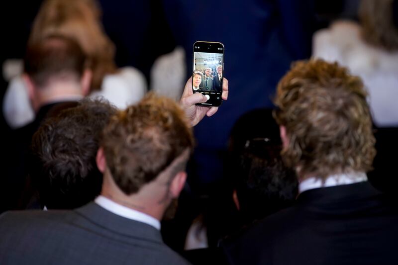 Sam Altman (left), chief executive officer of OpenAI Inc, with boxer Jake Paul and wrestler Logan Paul before the inauguration of Donald Trump as US president. Photograph: Al Drago-Pool/Getty