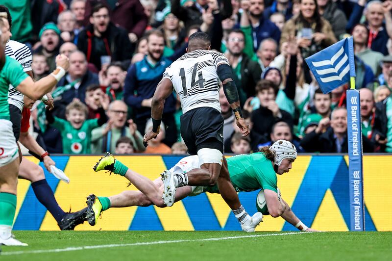 2022 Bank of Ireland Nations Series, Aviva Stadium, Dublin 12/11/2022 
Ireland vs Fiji    
Ireland's Mack Hansen 
Mandatory Credit ©INPHO/Billy Stickland