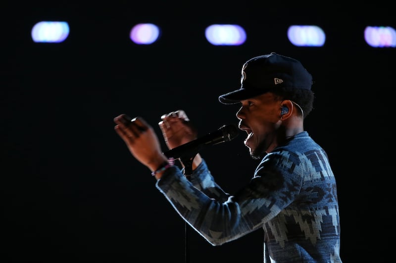 Chance the Rapper performing at the 59th Annual Grammy Awards in Los Angeles. Photograph: Lucy Nicholson/Reuters